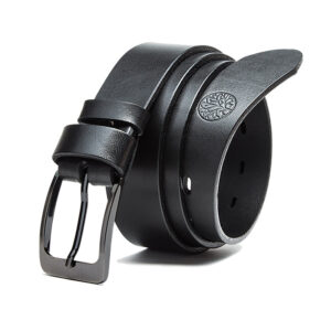 Skórzany pasek męski, damski, uniwersalny, czarny - BETLEWSKI®