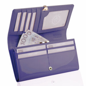 FIOLETOWY PORTFEL DAMSKI Z LAKIEROWANEJ SKÓRY NATURALNEJ BPD-VS-100