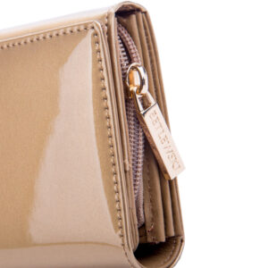 Złoty portfel damski z lakierowanej skóry SHINY Betelwski