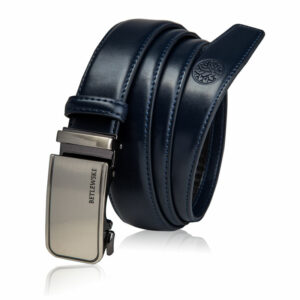 Granatowy pasek skórzany