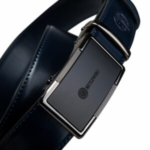 Granatowy pasek skórzany