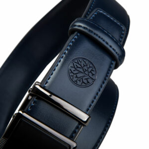 Granatowy pasek skórzany