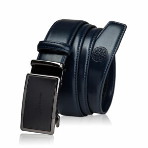 Granatowy pasek skórzany