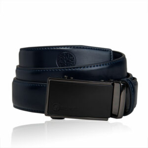 Granatowy pasek skórzany