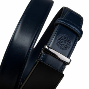 Granatowy pasek skórzany