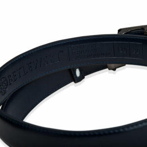 Granatowy pasek skórzany