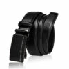Czarny, skórzany pasek męski z klamrą automatyczną - Skórzany pasek męski automatyczny Betlewski®