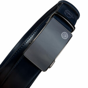 Granatowy pasek skórzany