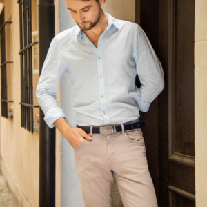 Granatowy pasek skórzany ELITE z klamrą automatyczną