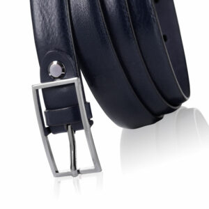 Skórzany pasek damski Betlewski® z wytrzymałej bydlęcej skóry licowej - GRANATOWY PASEK DAMSKI DO SPODNI, DO SUKIENKI