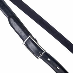 Skórzany pasek damski Betlewski® z wytrzymałej bydlęcej skóry licowej - GRANATOWY PASEK DAMSKI DO SPODNI, DO SUKIENKI