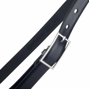 Skórzany pasek damski Betlewski® z wytrzymałej bydlęcej skóry licowej - GRANATOWY PASEK DAMSKI DO SPODNI, DO SUKIENKI