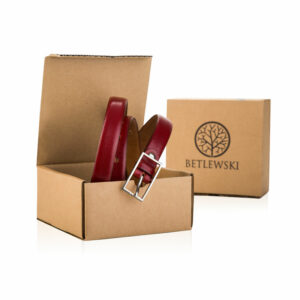 Skórzany pasek damski Betlewski® z wytrzymałej bydlęcej skóry licowej - PASEK DAMSKI DO SPODNI, DO SUKIENKI