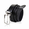Czarny skórzany pasek męski ze srebrną klamrą