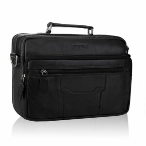 Skórzana torba męska do ręki z paskiem na ramię TBS-322 DDDM czarna