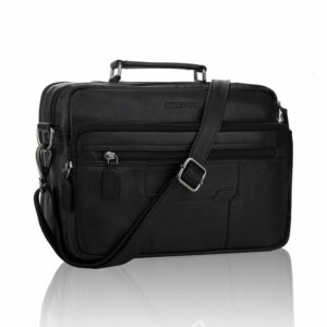 Skórzana torba męska do ręki z paskiem na ramię TBS-322 DDDM czarna