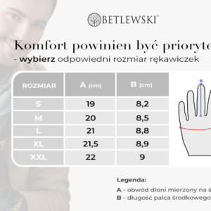 Tabela rozmiarów rękawiczek męskich