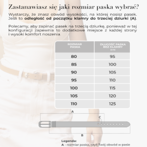 Tabela rozmiarów pasków CHIC