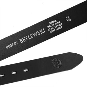 Pasek skórzany DENIM Betlewski LIC40-B1G-CZARNY