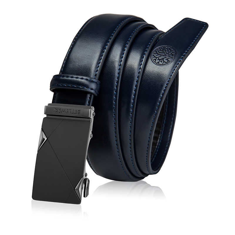 Granatowy skórzany pasek męski ELITE BETLEWSKI®