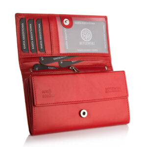 Portfel damski BASIC czerwony Betlewski BPD-DZ-10