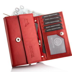 Portfel damski BASIC czerwony Betlewski BPD-DZ-11